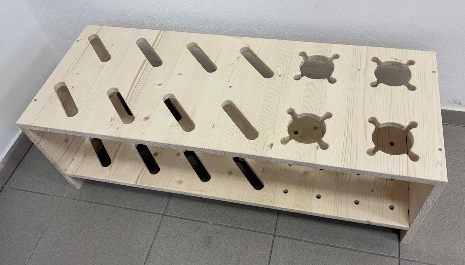 Kombinerat Skidställ i trä för skidor och stavar - Naturfärg