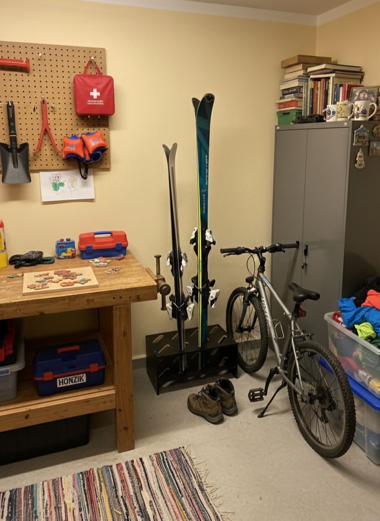 Skidställ i trä - 8 par, 61 x 33cm